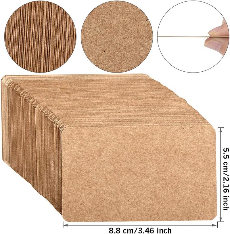 Nettbe 100pcs 3.54"x2" Blank Kraft Paper Business Card, Words Message Notes paper Tags, Mini Craft Cardboard Festival gifts - Image 2