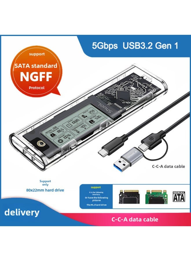 M.2NVME/NGFF Dual Protocol Solid State Hard Disk Box Intelligent Digital Display Health Detection Typc3.2 Box-Color:SL-TN10-P-CCA(NGFF Single Protocol) - Image 1