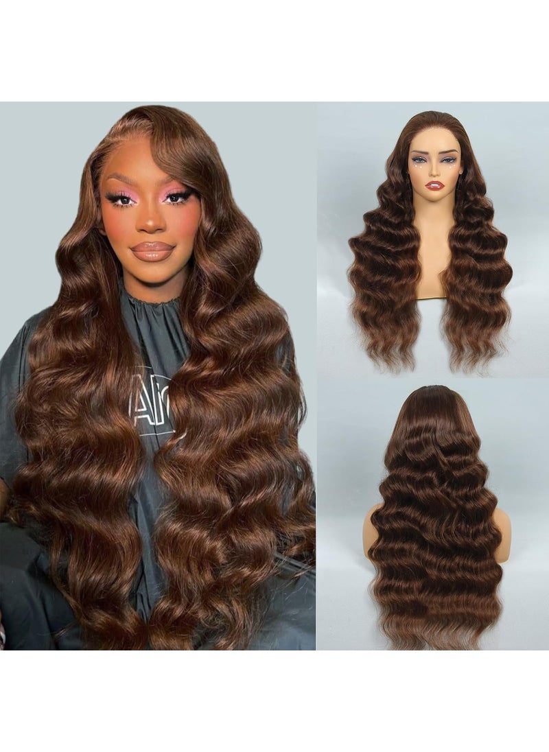 FASHION VILA - 5X5 Chocolate Brown Glueless Wigs Human Hair Pre Plucked Pre Cut 26 Inch 5x5 Wear and Go Glueless Wig Body Wave Reglular HD Lace Closure Wigs 4 Chocolate Brown Lace Front Wig Human Hair - Image 1