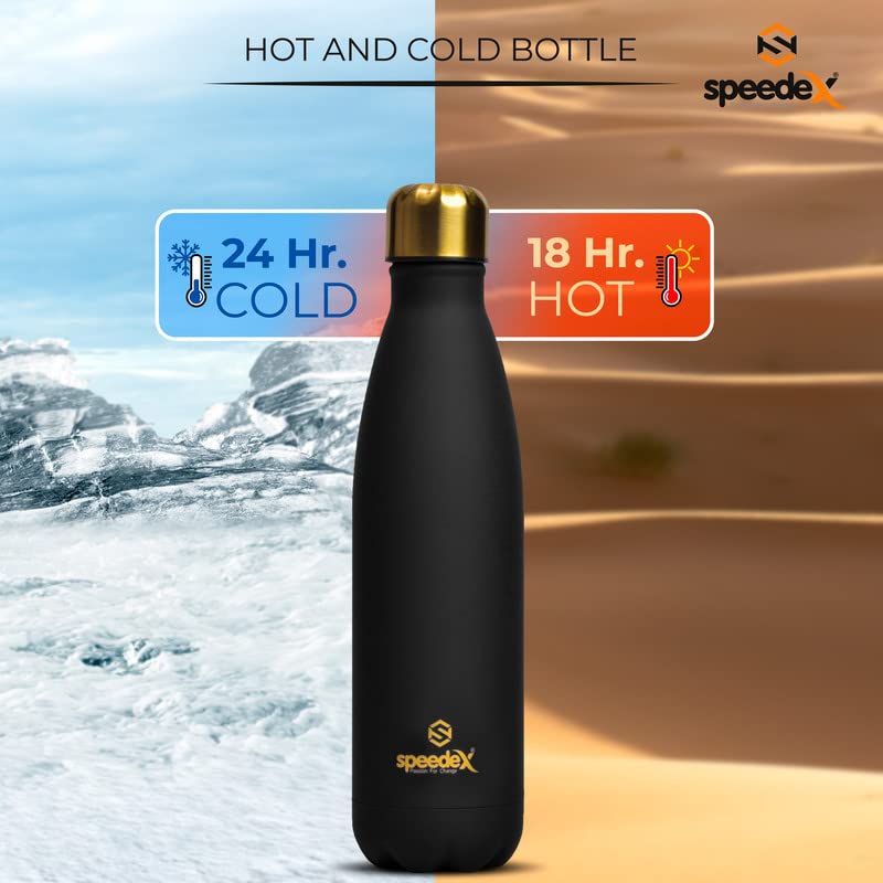 Speedex Thermos Bottle - 500 ML Vacuum Insulated Stainless Steel for Kids, Men, Women - Thermosteel Bottle Ideal for School, Office, Travel Flask for Hot & Cold Beverages - Black Colour - Image 4