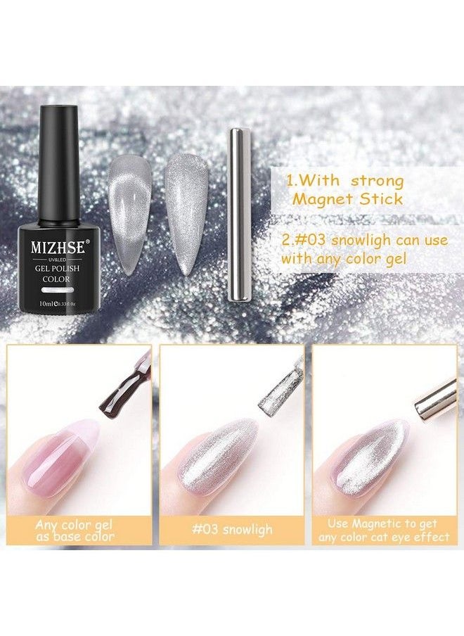 MIZHSE - 10Ml Universal Cat Eye Gel Nail Polish Bright Silver Uv Gel Nail Polish Glitter Nail Art Varnish With Magnetic (Sliver) - Image 1