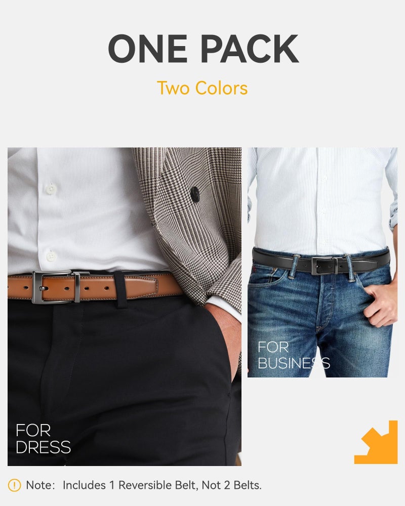 CHAOREN Reversible Belt Men 1 Piece - 1.25" Leather Dress Belt - Trim to Fit for Elegant Style - Image 4
