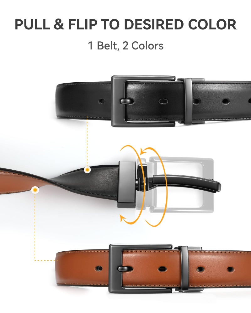 CHAOREN Reversible Belt Men 1 Piece - 1.25" Leather Dress Belt - Trim to Fit for Elegant Style - Image 2