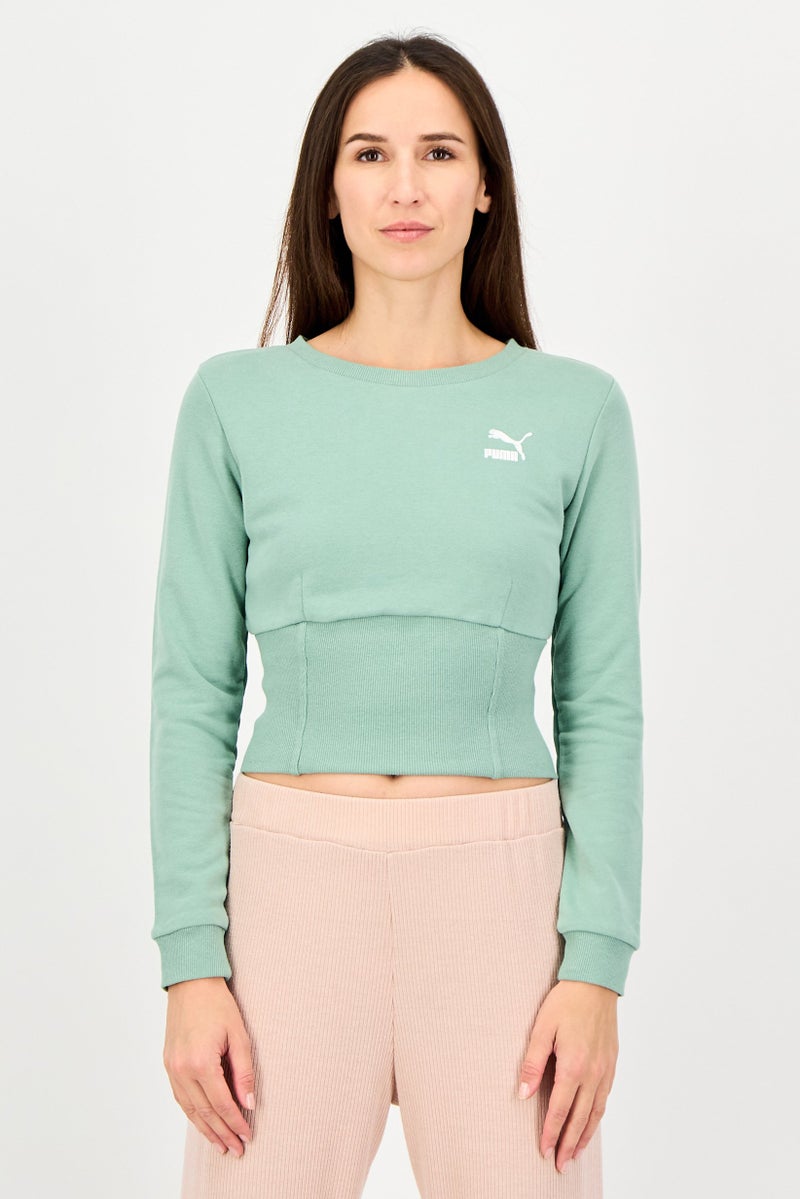 PUMA Women Sportswear Fit Long Sleeve Outdoor Sweatshirt, Mint Green - Image 1