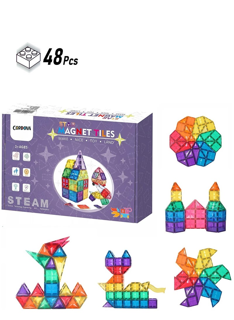 Cordova 3D Star Magnetic Tiles Set With Fun and Educational Toy STEAM for Learning & Creativity Best Gift for 3 to 8 Years Old Boys Girls (48 PCs)  - Image 1