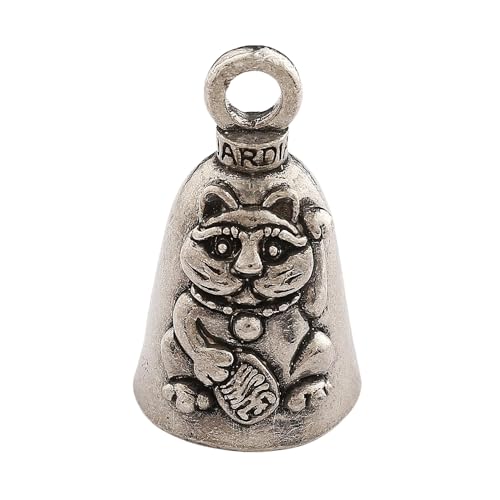 Guardian Bell ManekiNiko Good Luck Bell w/Keyring & Black Velvet Gift Bag | Motorcycle Bell | Lead-Free Pewter | Good Luck Gift to Friends & Family | Bike Bell | Made in USA - Image 1