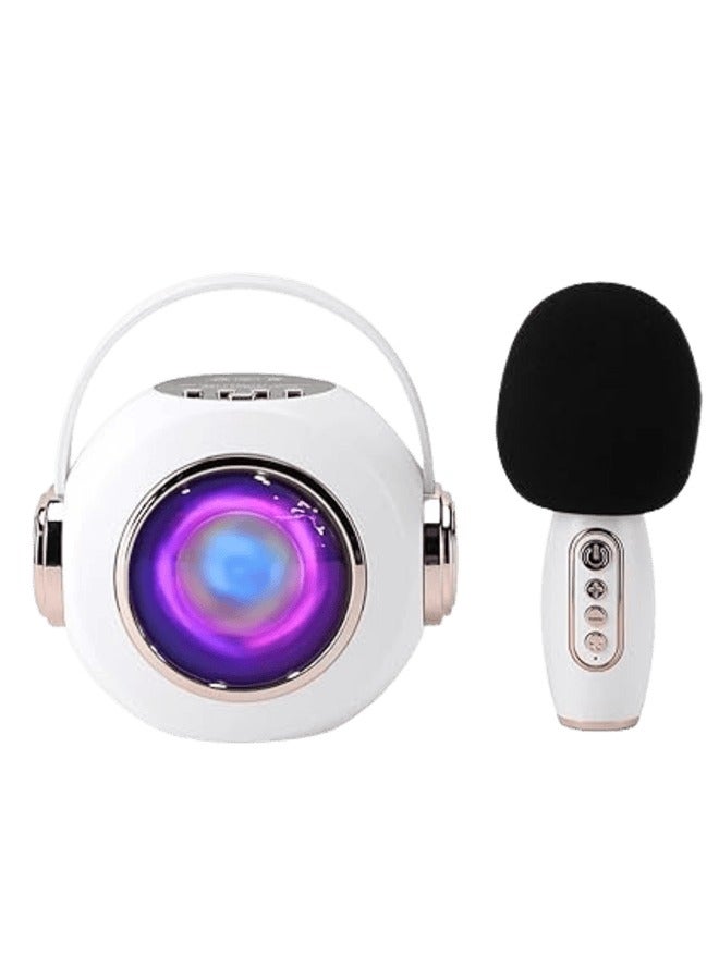 Kids Karaoke Speaker, Portable Kids Microphone with Crystal Clear Sound, Ice White, Kids Karaoke Machine for Fun and Development - Image 1