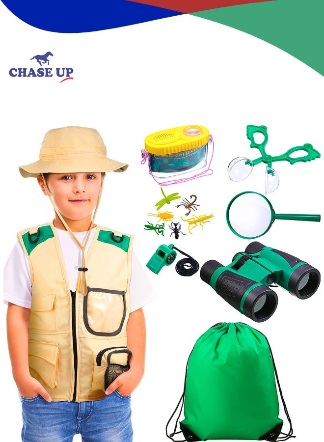 Chase Up Explorer Kit for Kids | 11-Piece Outdoor Adventure Set with Safari Vest, Binoculars, Bug Catching Tools & Butterfly Net | Discovery Gear & Camping Set | Bug Kit for Boys and Girls Ages 3-10 - Image 1