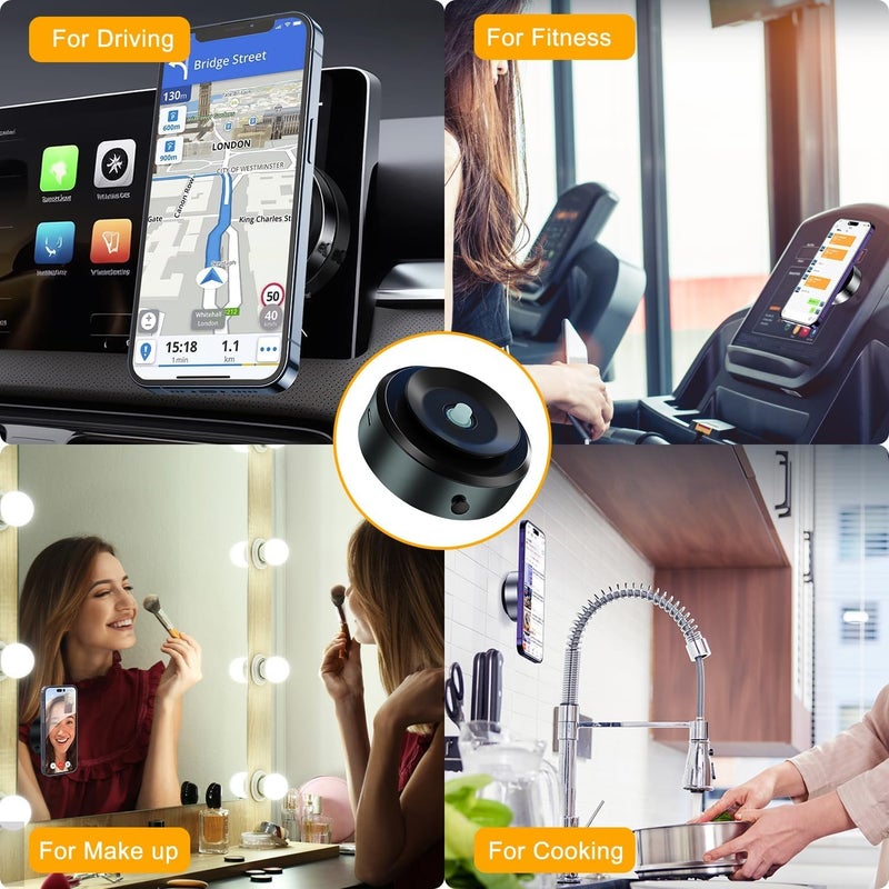 Excefore Magnetic Car Suction Cup Holder Mount,360 Rotation Magnetic Car Cell Phone Holder,Suction Cup Car Phone Mount,Universal Adjustable Windshield Dashboard Mobile Phone Holder - Image 4