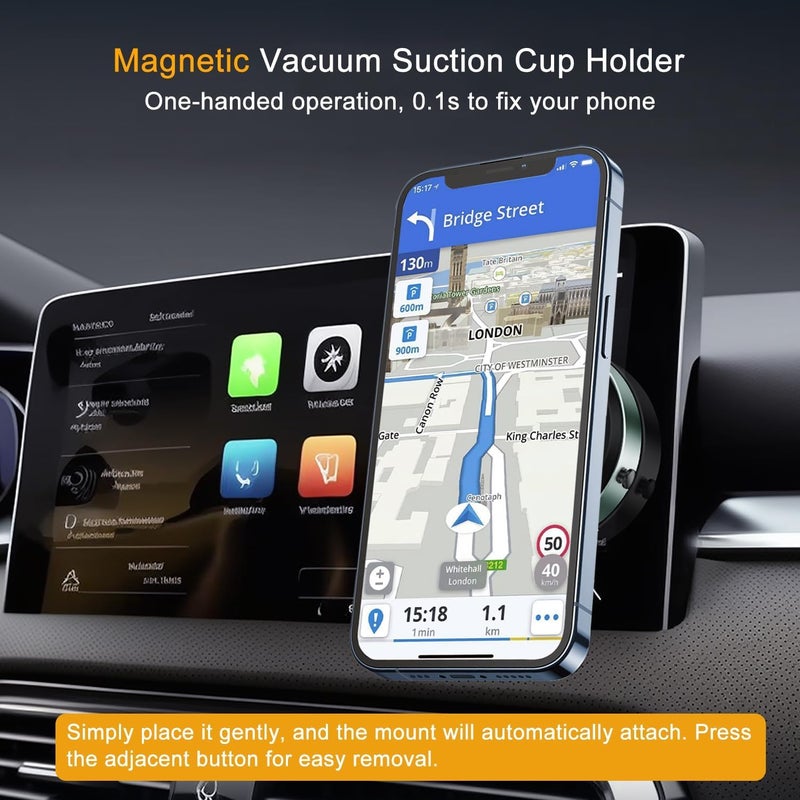 Excefore Magnetic Car Suction Cup Holder Mount,360 Rotation Magnetic Car Cell Phone Holder,Suction Cup Car Phone Mount,Universal Adjustable Windshield Dashboard Mobile Phone Holder - Image 2