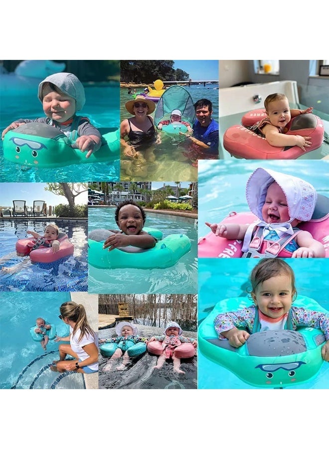 ROOTNRISEBLISS Baby Floats for Pool Canopy Removable Sun Protection Canopy,Float Non Inflatable Upgrade Soft Waterproof Skin-Friendly Leather Material Infant Swim Float 3-24 Months - Image 2