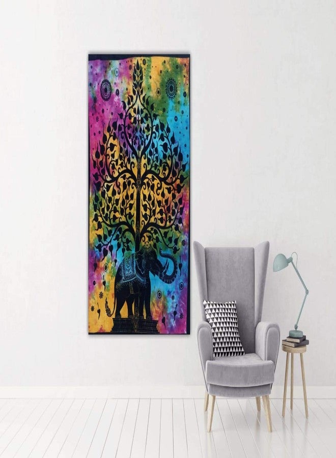 Doraya Psychedelic Elephant Tree Tie Dye Mandala Tapestry Hippie Hippy Celestial Wall Hanging Indian Bohemian Tapestries (Multicolour 1, Poster (30x40 Inches)) - Image 2