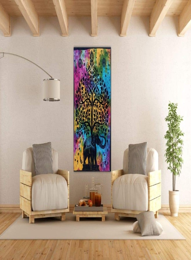 Doraya Psychedelic Elephant Tree Tie Dye Mandala Tapestry Hippie Hippy Celestial Wall Hanging Indian Bohemian Tapestries (Multicolour 1, Poster (30x40 Inches)) - Image 3