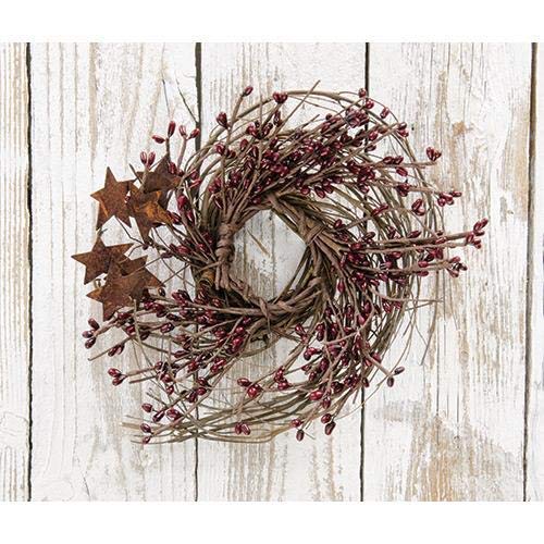 CWI Gifts CWI Gifts Pip and Twig with Rusty Star Wreath 10Inch Burgundy 