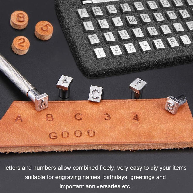PXBBZDQ Leather Stamps for Leather Working 37 PCS Leather Stamping Kit Contains 10 Numbers and 26 Letters 1/4â€ - Image 5