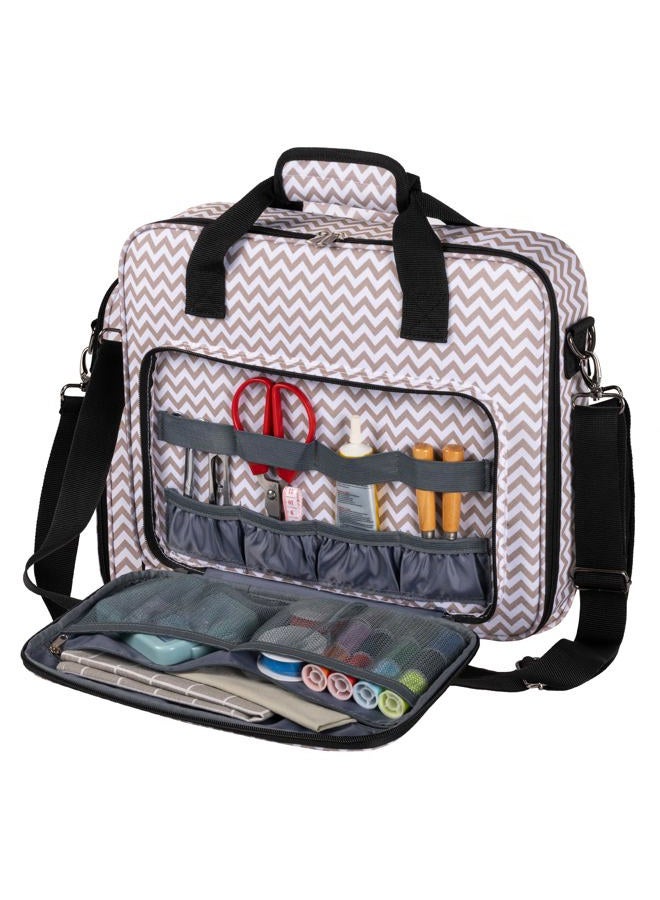 BAGLHER Cross Stitch & Embroidery Organizer Bag - Large Portable Project Storage with 3 Compartments, Travel Friendly Carrying Case for 11.2" Hoops, Threads, Supplies (Stripe) - Image 1