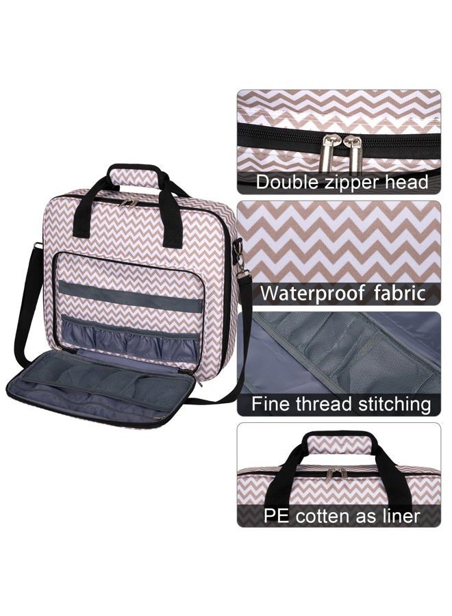 BAGLHER Cross Stitch & Embroidery Organizer Bag - Large Portable Project Storage with 3 Compartments, Travel Friendly Carrying Case for 11.2" Hoops, Threads, Supplies (Stripe) - Image 5