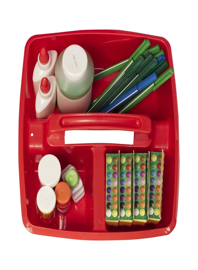 Storex 3-Compartment Small Caddy - Multipurpose Classroom Organizer with Handle, Red, 5-Pack (00949U06C) - Image 4