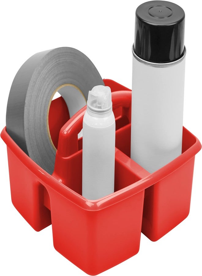 Storex 3-Compartment Small Caddy - Multipurpose Classroom Organizer with Handle, Red, 5-Pack (00949U06C) - Image 5