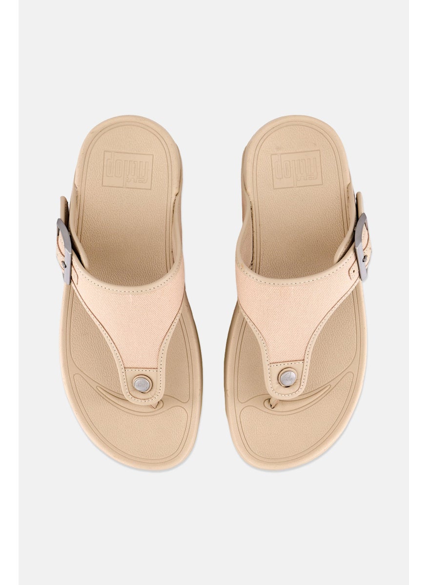 FitFlop Men Canvas Toe Post Sandals, Beige  - Image 3