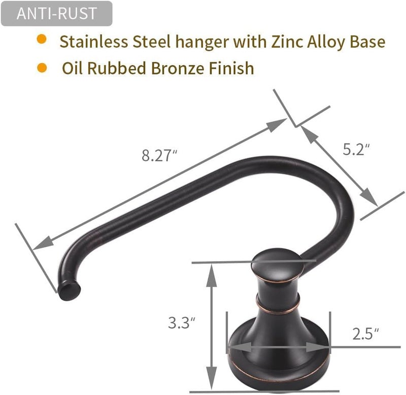 BESy Oil Rubbed Bronze Toilet Tissue Paper Holder Oil Rubbed Bronze Bathroom Accessories Toilet roll Paper Hanger, Wall Mounted, Rustproof - Image 4