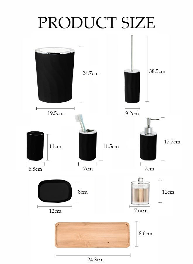 DUNISO 7 Pieces of Bathroom Accessories Set, Household Toiletries Set, Bathroom Storage Set,Sturdy and Durable， with Hand Sanitizer Bottle, Toothbrush Cup, Mouthwash Cup, Soap Box, Toilet Brush, Trash Can, Cotton Swab Box,Suitable for Family and Travel Use  - Image 2