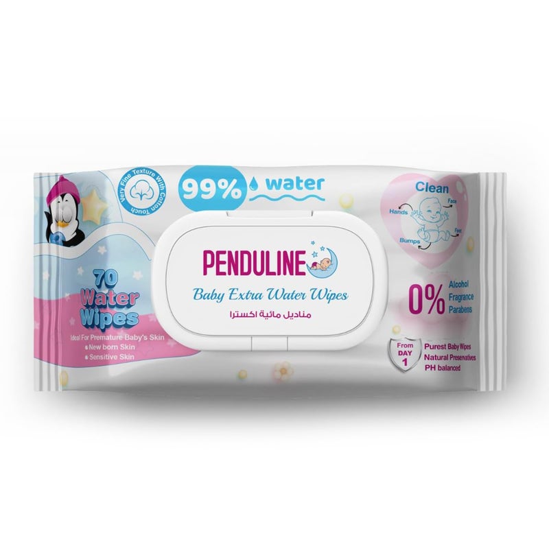 Penduline Baby Wipes With Extra 99% Water |70pcs | Calendula | Safe for New Born | Sensitivie Skin | Zero Alcohol - Fragrance - Parabens