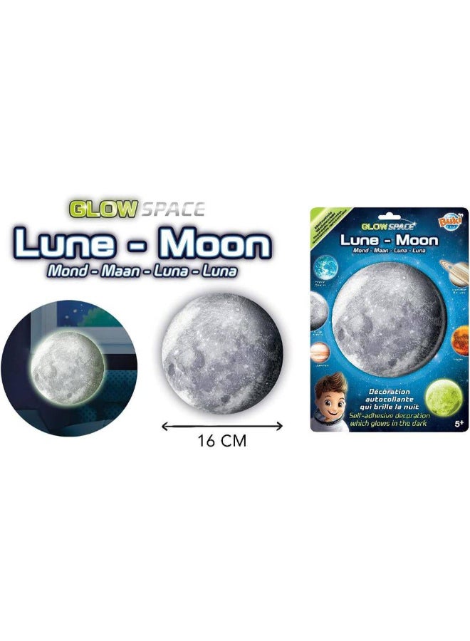 Buki Glow Space Moon Glow-in-the-Dark Self-Adhesive Wall Sticker (16 cm) - Image 2