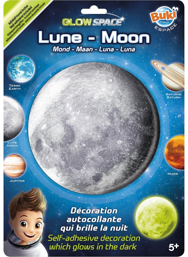 Buki Glow Space Moon Glow-in-the-Dark Self-Adhesive Wall Sticker (16 cm) - Image 1