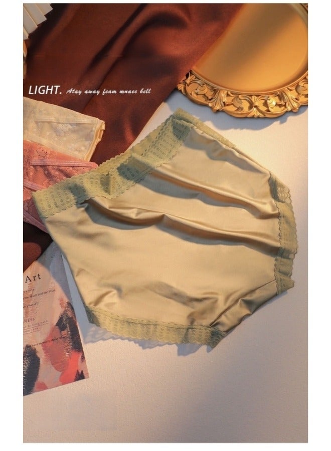 REOCLE Women's High-Cut Brief Underwear Seamless Stretch Full Coverage Briefs High Waisted Tummy Control Lace Panties - Image 3