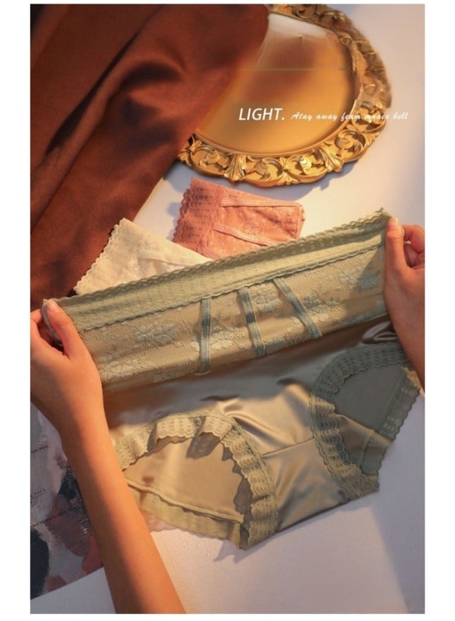 REOCLE Women's High-Cut Brief Underwear Seamless Stretch Full Coverage Briefs High Waisted Tummy Control Lace Panties - Image 2