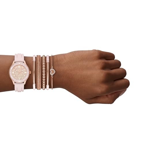 Skechers Women's Quartz Three-Hand Watch & Stackable Bracelet Gift Set, Color: Rose Gold, Blush Pink (Model: SR9061) - Image 4