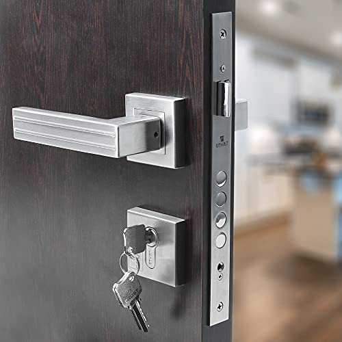 Crust Altroz Premium Rose Mortise Door Lock Handle Set/Mortise Lock with Brass Lock Body and 60 mm Brass Cylinder Set with 3 Brass Computer Keys (ONE Side Key) - Image 2