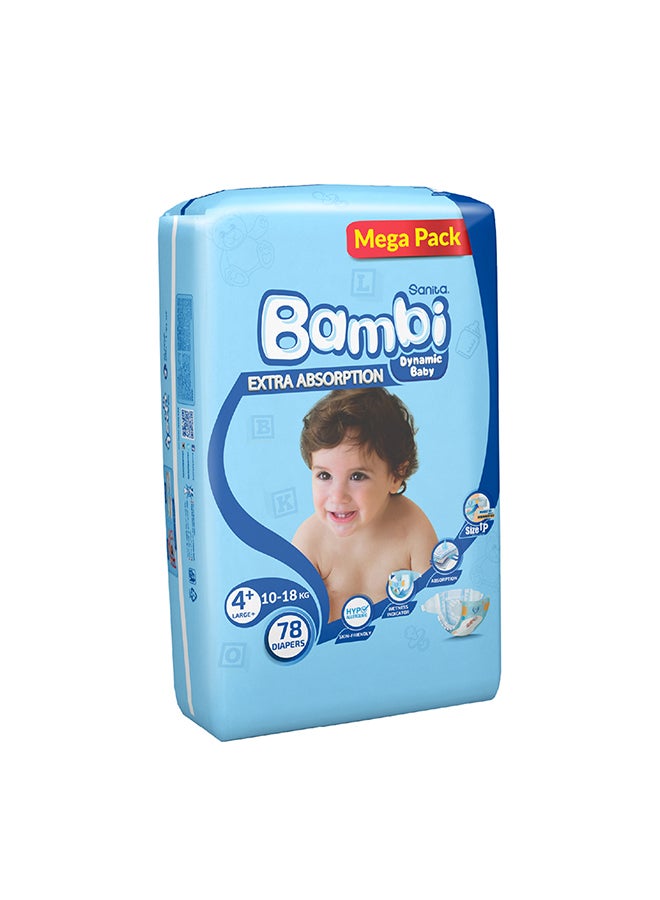 Sanita Bambi Size 4+, Large+, 10-18 Kg, Mega Pack, 78 Diapers - Image 3