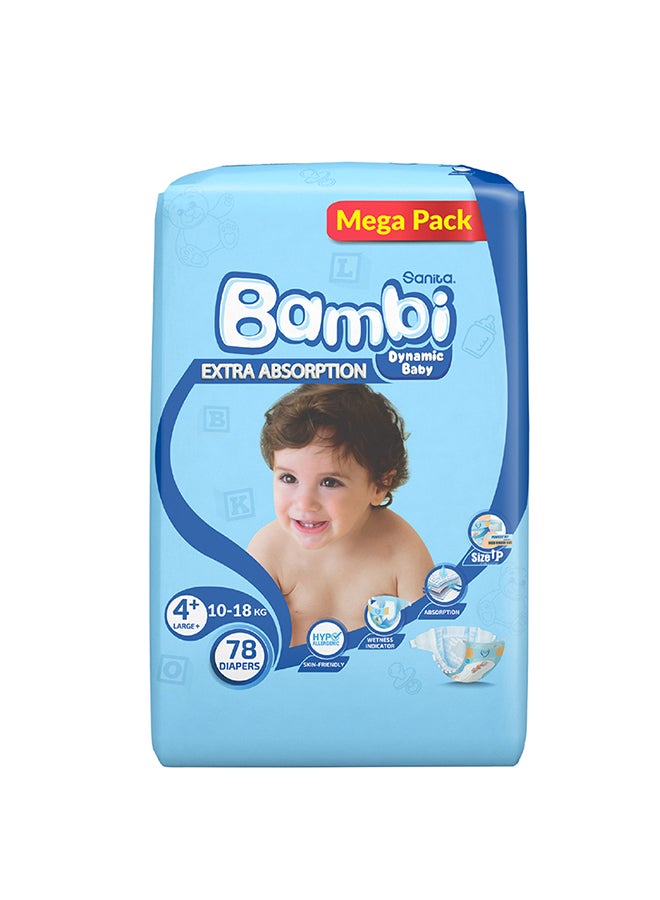 Sanita Bambi Size 4+, Large+, 10-18 Kg, Mega Pack, 78 Diapers - Image 2