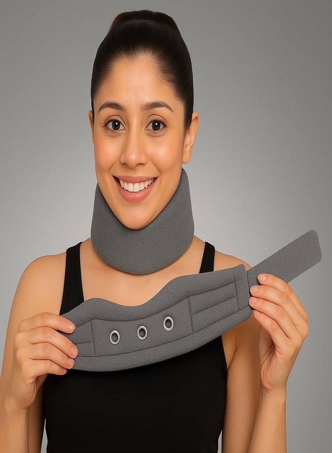 Dr Helix Cervical Collar for Neck Pain Relief and Support - Adjustable Orthopedic Neck Brace - Breathable - Grey - M - Image 1
