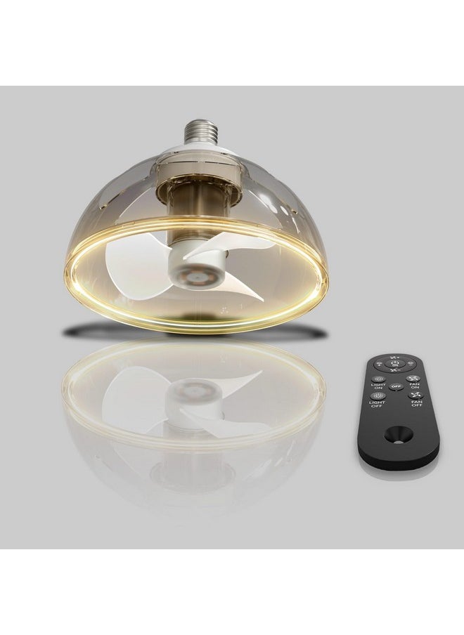 زوتويي مروحة سقف ZOTOYI Socket Fan Light مع إضاءة LED وجهاز تحكم عن بعد 8 بوصات مروحة سقف صغيرة منخفضة الارتفاع قابلة للتعديل سطوع وسرعة المروحة للاستوديو وغرفة النوم وغرفة المعيشة والمطبخ وغرفة الطعام - 1700LM  - Image 1