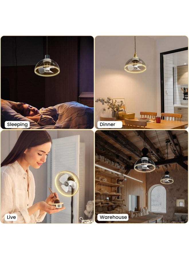 زوتويي مروحة سقف ZOTOYI Socket Fan Light مع إضاءة LED وجهاز تحكم عن بعد 8 بوصات مروحة سقف صغيرة منخفضة الارتفاع قابلة للتعديل سطوع وسرعة المروحة للاستوديو وغرفة النوم وغرفة المعيشة والمطبخ وغرفة الطعام - 1700LM  - Image 3