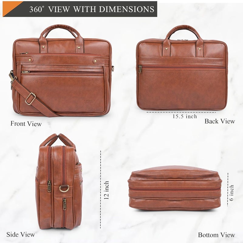 ADISA Laptop Messenger Office Bag Briefcase for Work for Men (LB6051-TAN) - Image 2