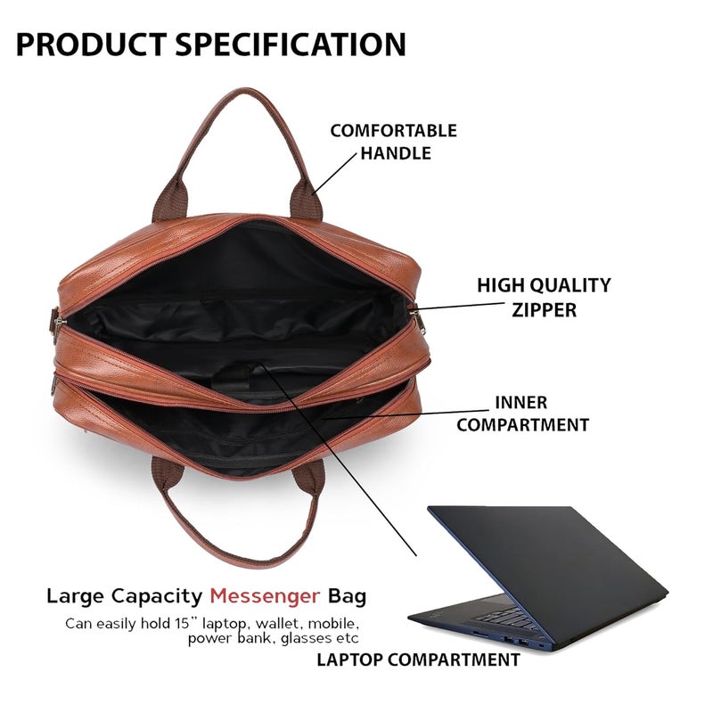 ADISA Laptop Messenger Office Bag Briefcase for Work for Men (LB6051-TAN) - Image 4
