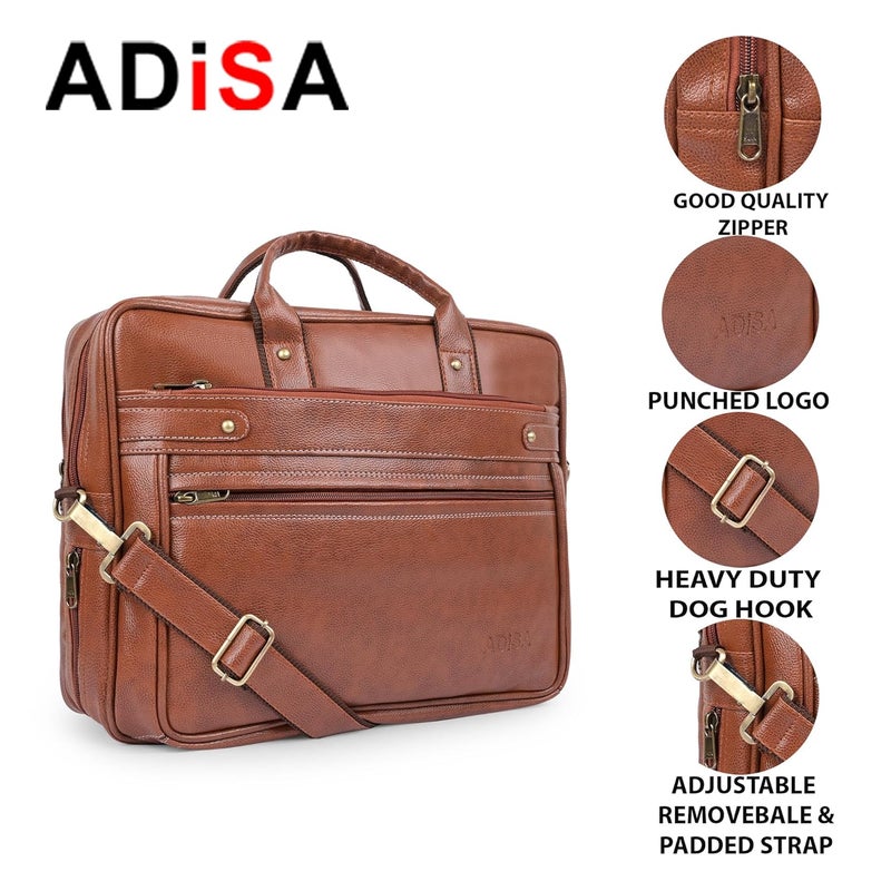 ADISA Laptop Messenger Office Bag Briefcase for Work for Men (LB6051-TAN) - Image 3