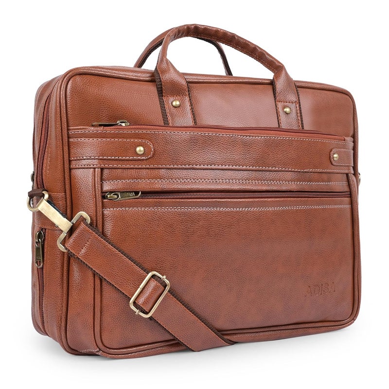 ADISA Laptop Messenger Office Bag Briefcase for Work for Men (LB6051-TAN) - Image 1