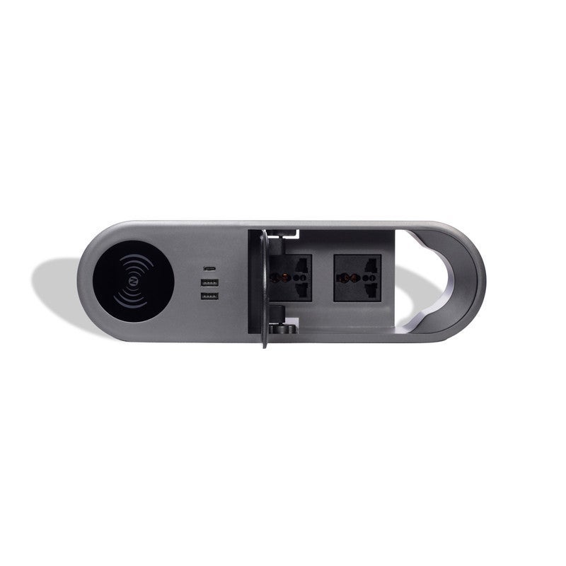 زويا مشترك مكتب بيضوي وش قلاب  رمادي شحن وايرليس+ 2 بريزة انكليزي 16 امبير + ZOYA -90.300 USB 2+TY - Image 4