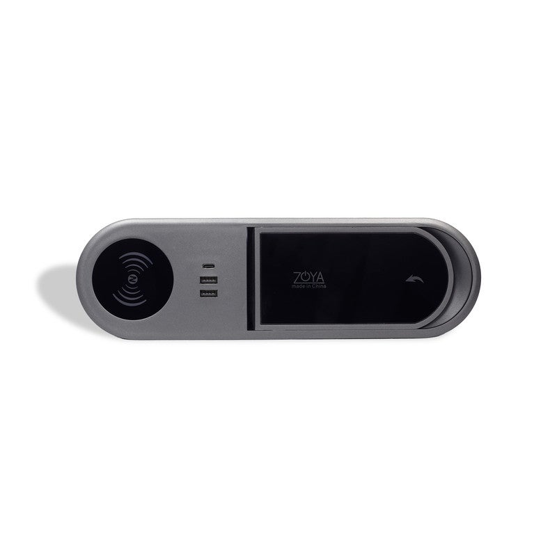 زويا مشترك مكتب بيضوي وش قلاب  رمادي شحن وايرليس+ 2 بريزة انكليزي 16 امبير + ZOYA -90.300 USB 2+TY - Image 2