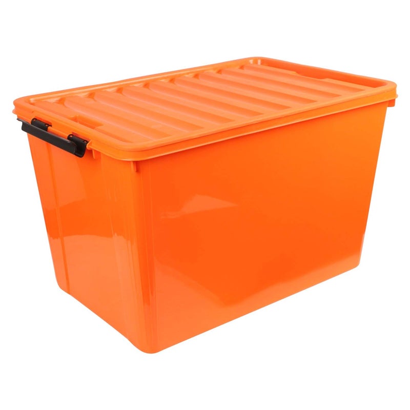 THE QUIRK BOX Plastic Storage Box with Lid - 60 litres - Orange - Image 1