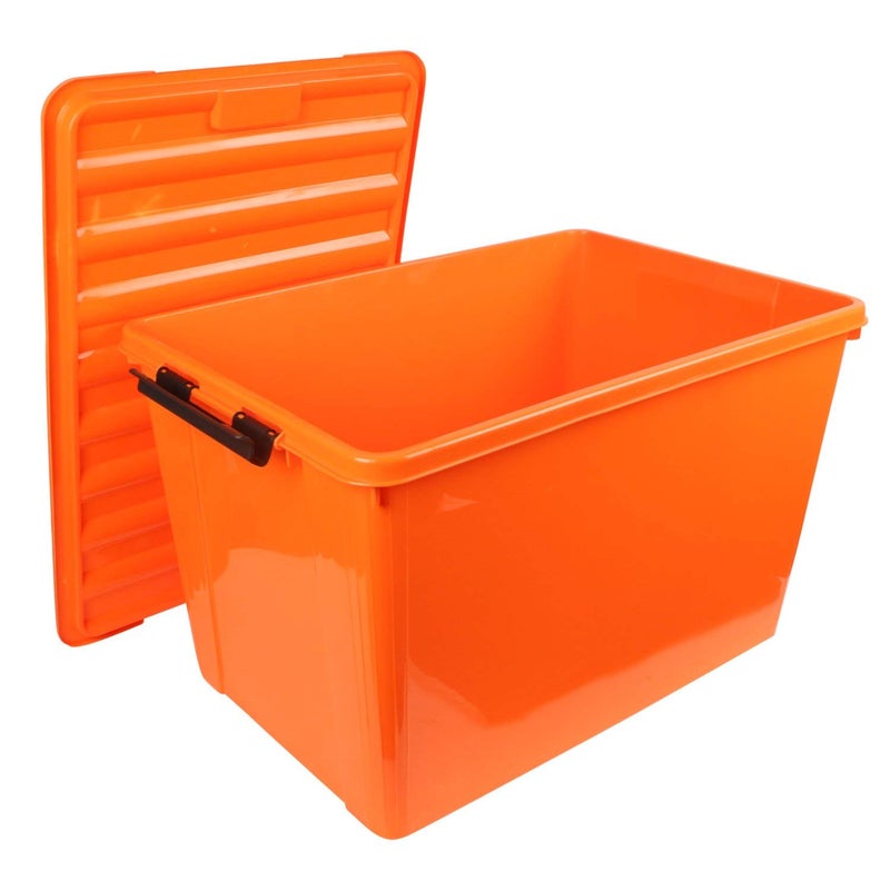 THE QUIRK BOX Plastic Storage Box with Lid - 60 litres - Orange - Image 2
