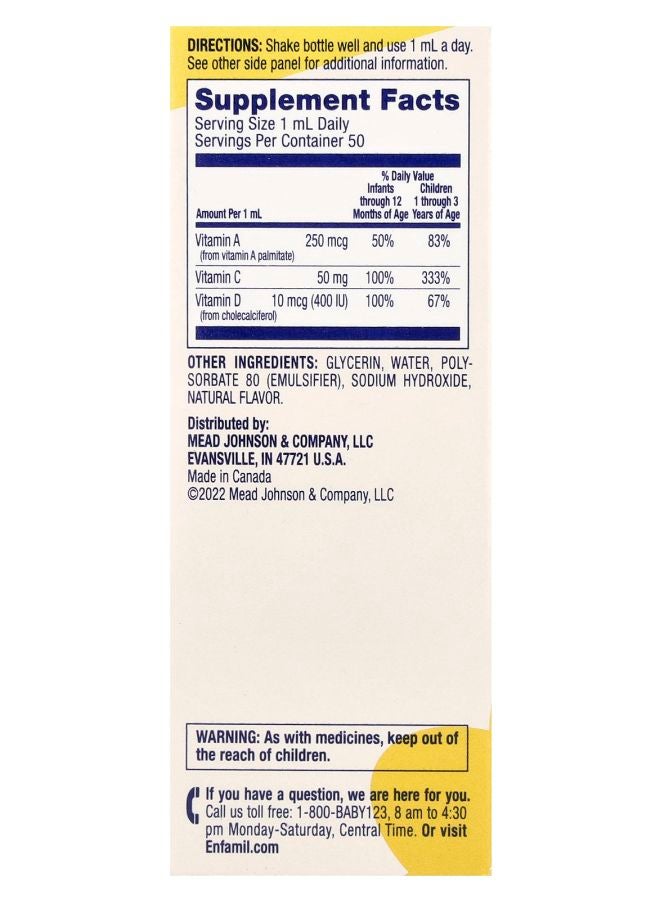 Enfamil Tri-Vi-Sol® Vitamin A C & D Drops Start Well 0-12 Months 1 2/3 fl oz (50 ml) - Image 2