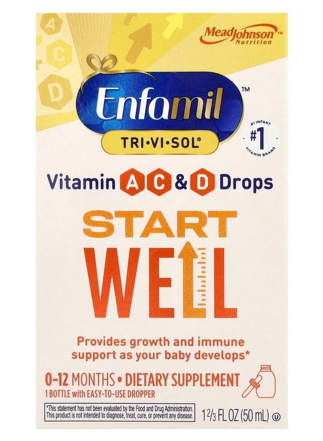 Enfamil Tri-Vi-Sol® Vitamin A C & D Drops Start Well 0-12 Months 1 2/3 fl oz (50 ml) - Image 1