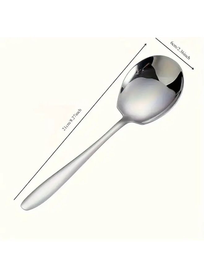 Thick Durable Stainless Steel Long Handle Serving Spoons 5 Pack Silvery - Image 2