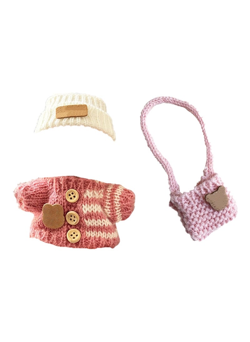 Stylish Clothes for Doll(NO Doll) - Handcrafted Crochet 3-Piece Set for 17cm Doll, Premium Outfit with Accessories  - Image 5
